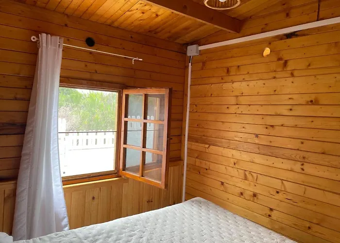 Agradable Mini Casa De Madera Con Jardín Amplio Chalet