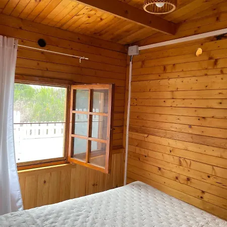 Agradable Mini Casa De Madera Con Jardín Amplio Chalé